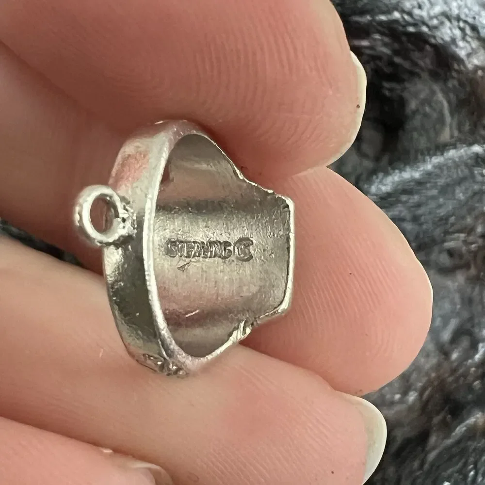 Vintage Sterling Silver Charm Signet Style Mini Ring Joie Joy of Life